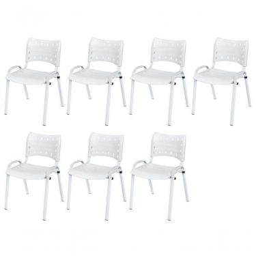 Imagem de Cadeira Iso Base Branco Igreja, Escola, Escritório - Branco Kit 7 Peças