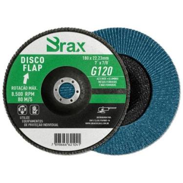 Imagem de Disco Flap de Zircônio de 7" X 7/8" 180x22,23mm Grão 120 - Brax - Galz