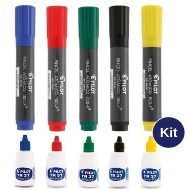 Imagem de Pincel Atômico Pilot 1100P Kit 5 Cores com Refil Recarregável Permanen