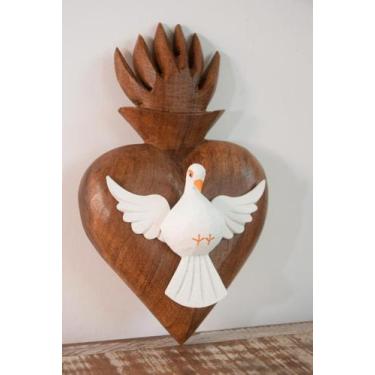 Imagem de Divino Espírito Santo em Coração de Parede 17 x 10 cm - Divinas Artes