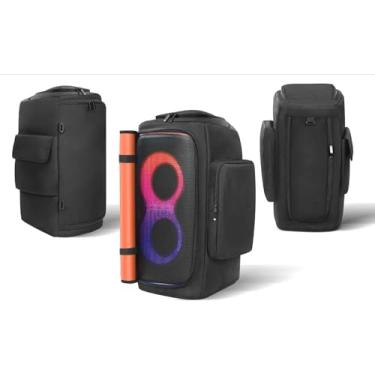 Imagem de YUULNMOP Capa protetora contra poeira para alto-falante compatível com JBL PartyBox 110/120, bolsa de armazenamento para alto-falante portátil com zíper para janelas, bolso lateral duplo para festa de