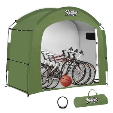 Imagem de Yanledoo Barraca de armazenamento de bicicleta, galpão ao ar livre com tecido grosso à prova d'água, 30% mais espaço superior, serve para bicicletas ou triciclos 2/3/4/5, fácil configuração, capa