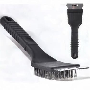 Imagem de Kit 2 Escovas para Grelha com Cerdas de Aço, Raspador Multiuso Universal, Limpeza de Churrasqueira