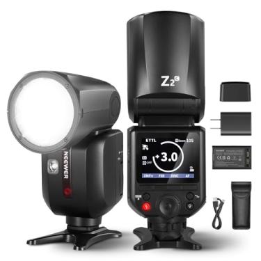 Imagem de NEEWER Flash Speedlite de cabeça redonda Z2-C 2,4 G TTL para Canon, interface de usuário atualizada, 2 lâmpadas de modelagem ajustáveis, chave TTL/M de interruptor rápido, 76 Ws Speedlight 1/8000s HSS