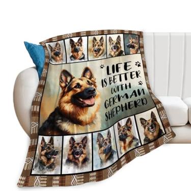 Imagem de Kylora Manta de pastor alemão, cobertor de pastor alemão, aconchegante, flanela de lã, roupa de cama leve, presente para amantes de cães, presentes para homens, mulheres, adultos, para sofá, cama