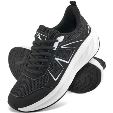Imagem de Almusen Tênis feminino para caminhada: confortável malha respirável casual acolchoado tênis atlético para corrida academia, Preto, 39
