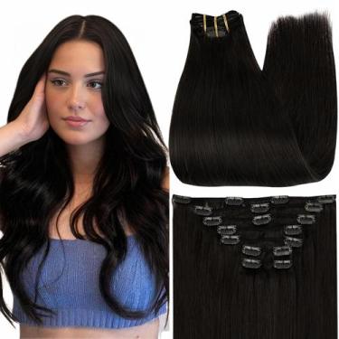 Imagem de Extensões de cabelo Full Shine Black Real Human Hair 55cm