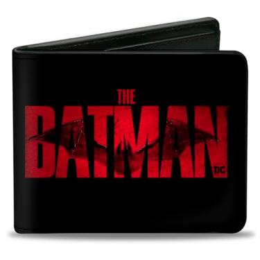Imagem de Carteira Bifold PU The Batman Movie Bat Título Weathered Preto Vermelho, Batman, 4.0" x 3.5"