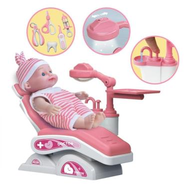 Imagem de Boneca Doutor Dentista Rosa Acessórios Cadeira Ajustável Dm