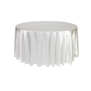 Imagem de Kit 10 Toalha De Mesa Redonda Cetim Seda Branco 1,50M