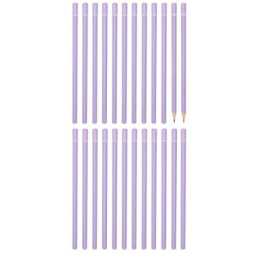 Imagem de PATIKIL Lápis de madeira triangular a granel, pacote com 24 lápis de grafite HB para material de escritório, materiais de desenho de arte de marcação de engenharia, roxo