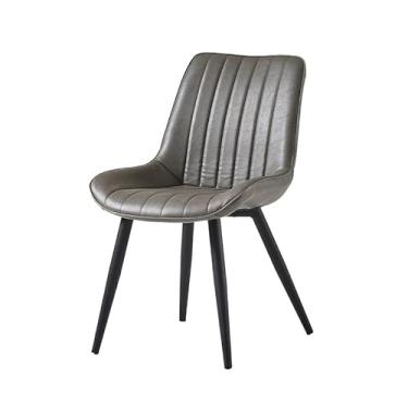 Imagem de Cadeira de jantar contemporânea de couro PU com pernas de metal - várias cores disponíveis (cinza)