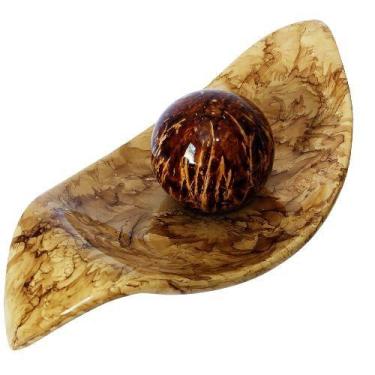 Imagem de Fruteira Cerâmica Enfeite Decoração Centro de Mesa com Bola - Decor Po