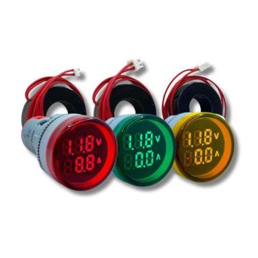 Imagem de 3x Sinaleiro Voltímetro Amperímetro Vermelho Verde Amarelo - TEKNIMAS