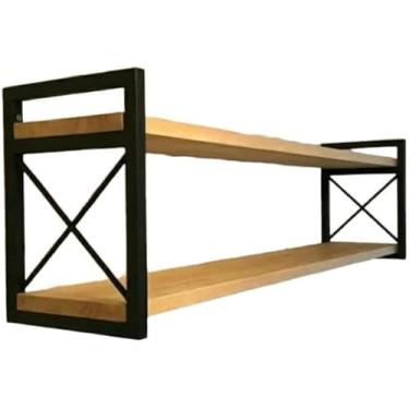 Imagem de Prateleira Modelo X Estilo Industrial Acompanha Madeiras Preto fosco