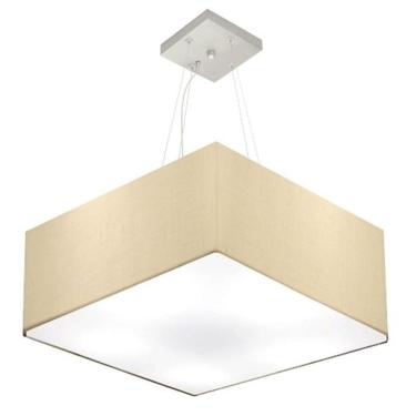 Imagem de Lustre Pendente Quadrado Md-4065 Cúpula Em Tecido 30/70x70cm Algodão Crú - Bivolt