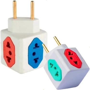 Imagem de 3X Kit 2 Cubos Benjamin Adaptador De Tomada 10A 20A 4 Entrad