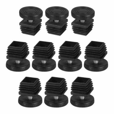 Imagem de DTGN Pés niveladores ajustáveis de 30 x 30 mm (CxL) - 10 conjuntos - Bom para móveis - Kit de inserção quadrada ajustável para móveis - Preto