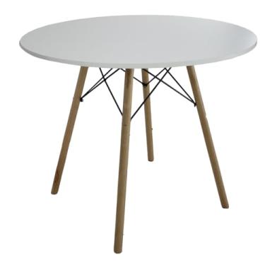 Imagem de Mesa Jantar Redonda MDF Eiffel Charles Eames (90cm, Branco)