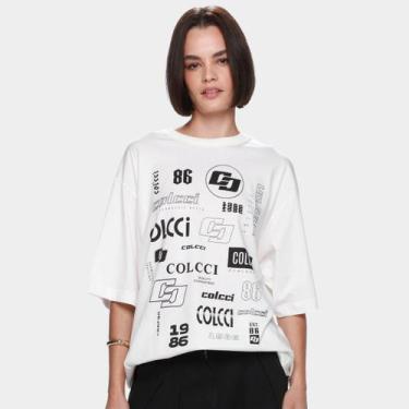 Imagem de Camiseta Colcci 1986 Casual Feminina, Off white, G
