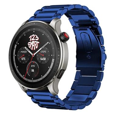 Imagem de Pulseira de Aço Inoxidável marca 123smart Compativel com GTR4 GTR 4 A2166 GTR3 A1971 GTR 3 Pro A2040 GTR 2 A1952 GTR 2e A2023 Stratos 2 Stratos 3 Huawei Gt 1 2 3 4 5 46mm Bip 5 E 6 Cheetah Round Pro Balance 1 e 2 123smart - Cor Azul