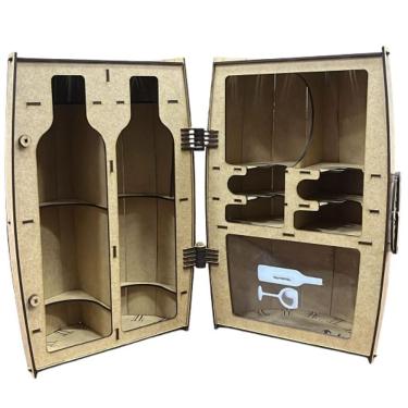 Imagem de Barril Vinho MDF Cru (Porta Garrafas, Taças e Rolhas)