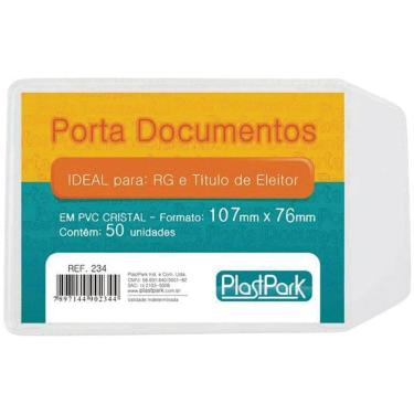 Imagem de Porta Documentos para Rg/Cpf com Aba 7,5X10cm Pacote com 50 Romite com Plastpark