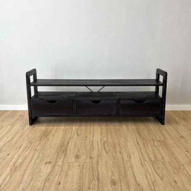 Imagem de Rack de TV de Madeira Pinus Linea com 3 Gavetas Preto - ArtFactory Des
