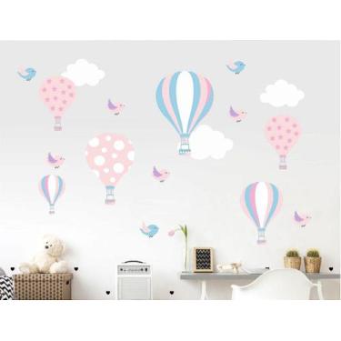 Imagem de Adesivo de Parede Infantil Balões e Passarinhos - Decoração Criativa -