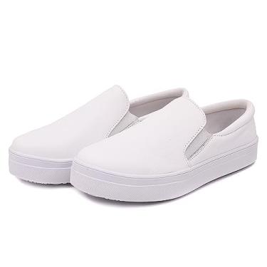 Imagem de Sapatênis Feminino Slip on em Couro Izabela Araújo - 700 - Branco Tamanho:38;Gênero:Feminino;Cor:Branco