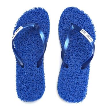 Imagem de Chinelo Confort Feminino indicado para pessoas que sofrem com Fascite Plantar, esporão de calcâneo, Hiperidrose PLantar e Neuroma de Morton, além disso, dá a sensação de estar pisando em um tapete macio. (Azul Royal, 39/40, BR, Adulto, Faixa Numérico, 39, 40)