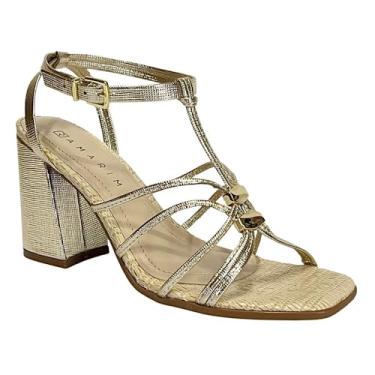 Imagem de Sandália Salto Bloco Dourada Ramarim 2541204-1