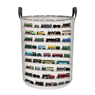 Imagem de Trens de passageiros vintage a vapor grande cesto de roupa suja com alças bolsa de roupas dobrável, organizador de armazenamento de objetos para banheiro, armário de banheiro, roupas, organização de