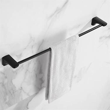 Imagem de Toalheiro de aço inoxidável cinza para toalheiro, barra única nórdico minimalista toalheiro de banheiro, prateleira de vaso sanitário/revestimento 40 cm (preto fosco 50 cm)