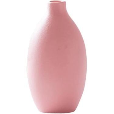 Imagem de Vasos de flores secas, decoração de mesa, vasos de flores de cerâmica, base antiderrapante, vasos rústicos para sala de estar, quarto (cor: Rosa)
