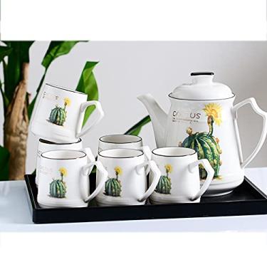 Imagem de Conjuntos de chá de porcelana serviço de chá de cerâmica para adultos, conjuntos de chá com bule de chá conjunto de xícara de café com bandeja para casa, 6 xícaras (4 xícaras) (4 xícaras) (6 xícaras)