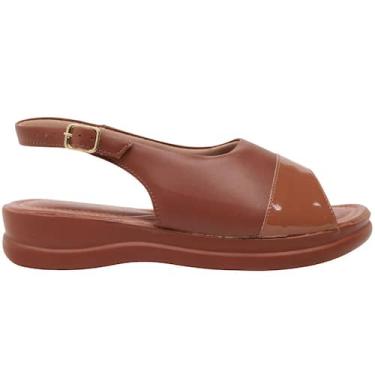 Imagem de Sandália Feminina Ortopédica Via Angel Casual Leve Com Verniz Confortá