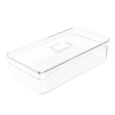 Imagem de Organizador Para Geladeira 2,8 Litros Empilhável Com Tampa Transparent