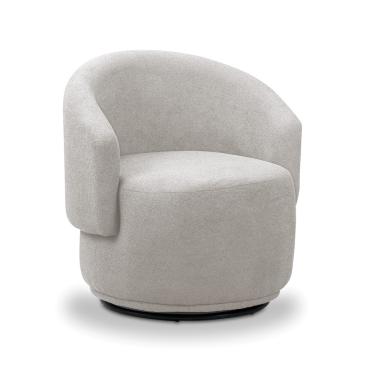 Imagem de Poltrona Decorativa Orgânica Giratória Névoa Bouclê Cinza Claro E03 - D'Rossi