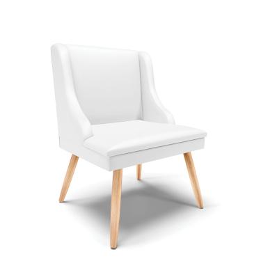 Imagem de Cadeira de Jantar Liz Corino Branco Pés Palito Natural - D'Rossi