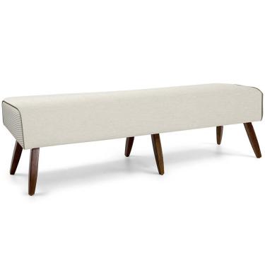 Imagem de Recamier Decorativo com Pés de Madeira Viseo D02 160 cm Linho Bege B-172 - Lyam Decor