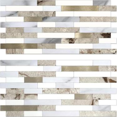 Imagem de Azulejo de parede AULIGET Faux Stone Bege e Branco Marble Look PVC