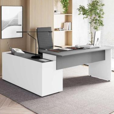 Imagem de Mesa L Diretor 2,00m x 1,70m com Armário Lateral 1 Caixa de Tomadas e 