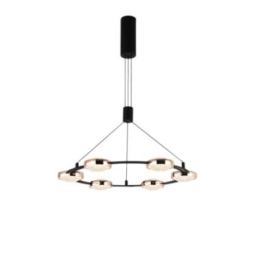 Imagem de PENDENTE BEEP PRETO E DOURADO (D)66CM (C)0CM (L)0CM (A)6CM 6X7,5W 3000K 2300LM LED