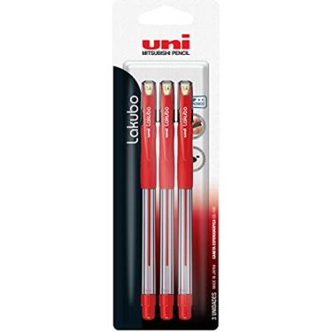 Imagem de Caneta Esferográfica 1.4mm Lakubo SG-100, Uni-Ball, Vermelha, Blister com 3 unidades