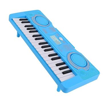 Imagem de RiToEasysports Brinquedo de Instrumento Musical de Piano Digital Educacional para Crianças Com 37 Teclas Com Efeitos Sonoros e Ritmos, Compacto e Portátil para Aprendizagem Precoce de Música (Azul)