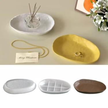 Imagem de Bandeja molde de resina, bandeja oval irregular molde de concreto de resina para armazenamento de joias molde de resina para suporte de velas de joias, decoração de casa