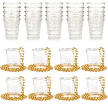 Imagem de Cididu Pacote com 24 copos de shot em colar de contas, copos de plástico transparente para despedida de solteira, mini lembrancinhas reutilizáveis de festa para adultos para aniversário, Halloween
