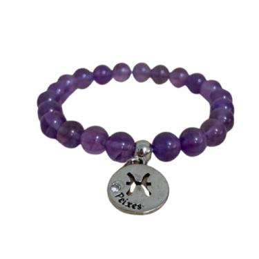 Imagem de Pulseira Signo Peixes Ametista Sensibilidade 8mm Natural