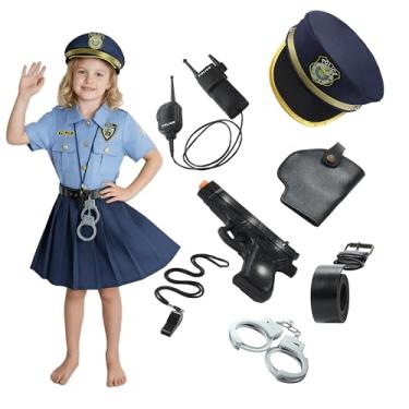 Imagem de Breevo Fantasia de policial para meninas 2T-14, Azul, 12-14